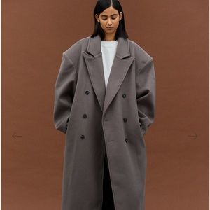 Source Unknown Wallis Oversized Grandpa Coat, Grey